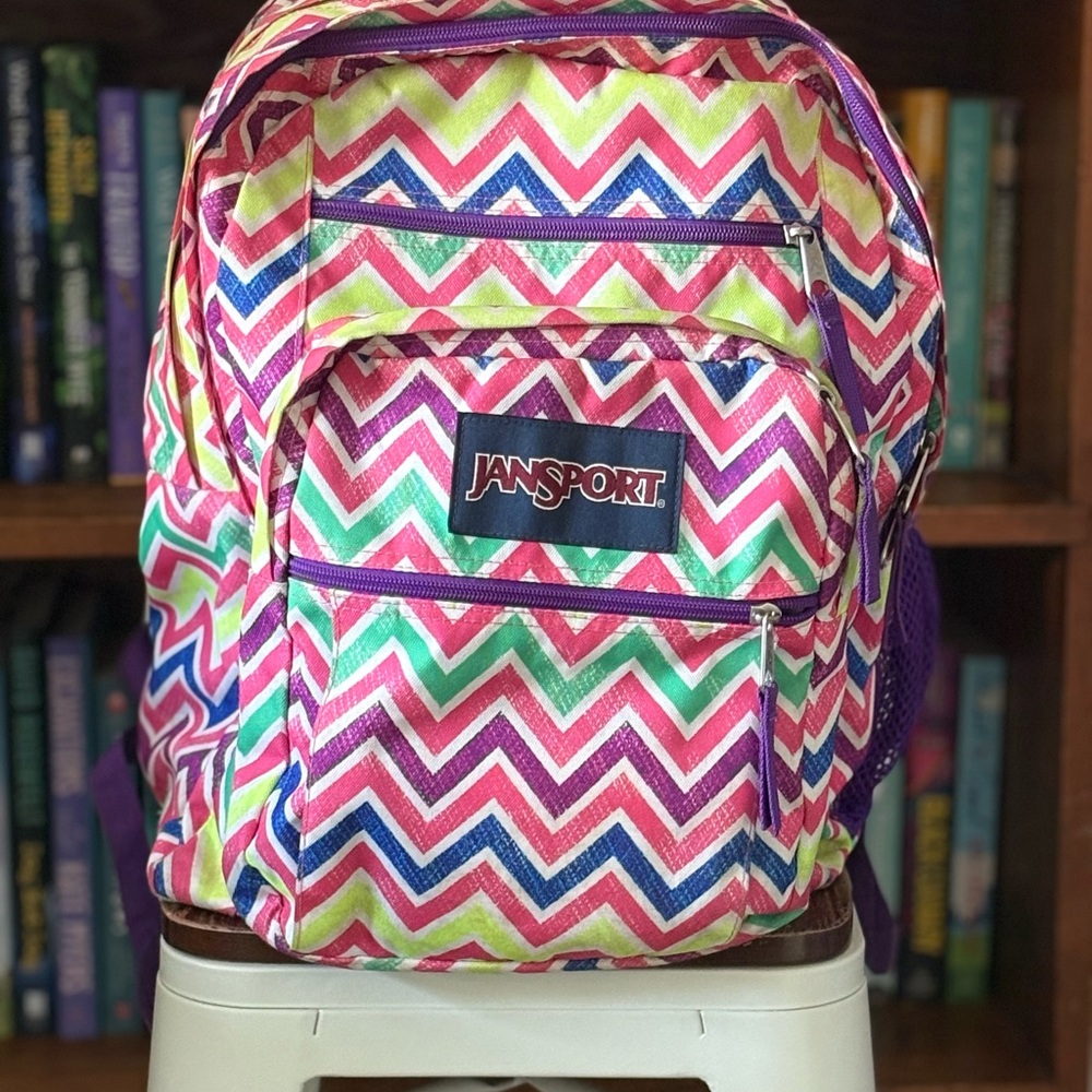 JanSport Kids Chevron Backpack - Pink, Green, Purple
